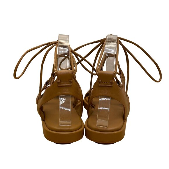 Vince Women’s Tan Leather Stylish Open-Toe Design Lace-Up Sandals Size 5.5M - Picture 5 of 9